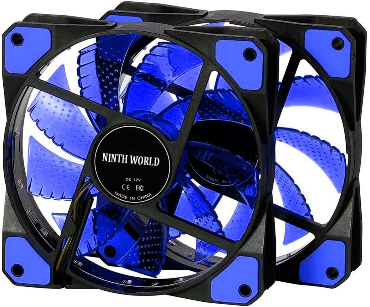 Computer fan - LED verlichting - Lucht koeler met licht - Case cooler - Computer cooling - Anti-Vibratie Rubber - Blauw