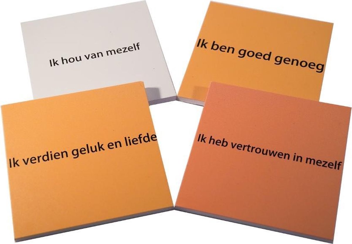 Nivadebro- Canvas Affirmatie - Affirmatie kaart-  4 stuks - Canvas - Affirmatie - Zelfontwikkeling - Canvas zelfontwikkeling - Ik ben goed genoeg canvas - Ik hou van  mezelf canvas - Ik heb vertrouwen in mezelf canvas