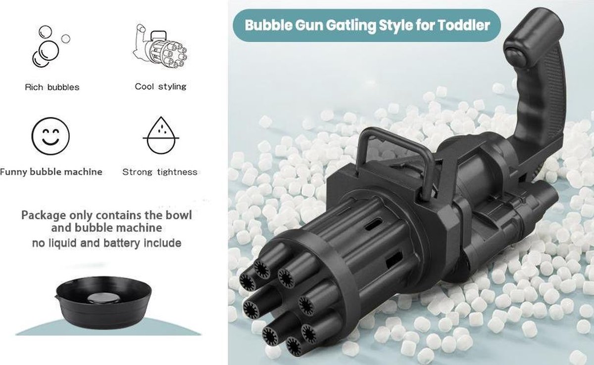 A+ Kwalitieit Bubbelgun elektrisch - Met CE keurmerk - elektrische bubbelmaker - bellenblazer - bellen blazen - Tiktok rage - tuin - speelgoed - zwembad - zeep - kinderen -batterijen