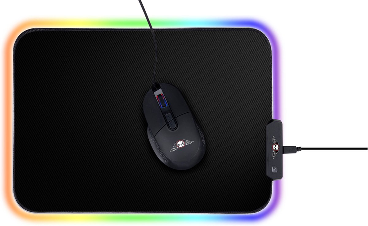 No Fear Game Muismat met Licht - RGB LED met 14 Lichtmodi - Antislip - Zwart