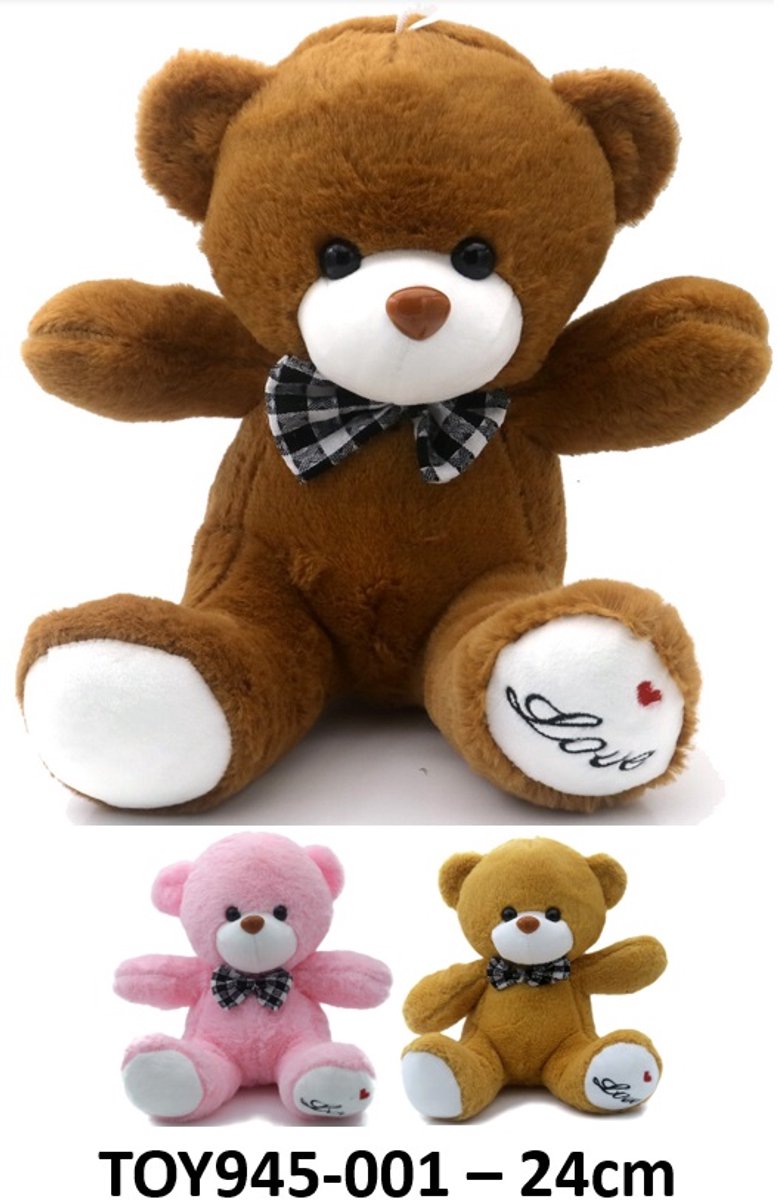 Knuffel Beer - 24cm - Mixed Colors - Perfect Knuffelvriendje - 1 Stuk
