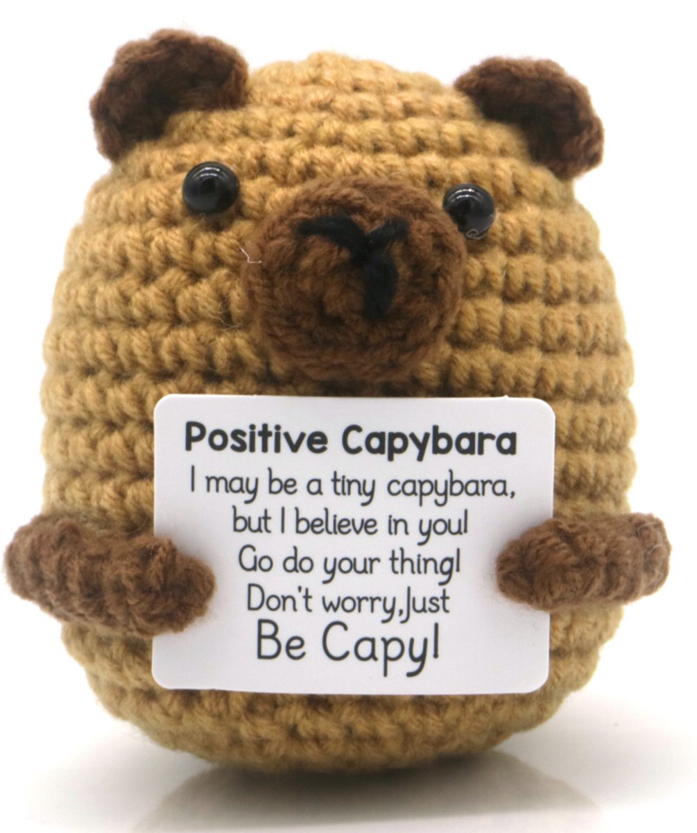 Positive Capybara - Positieve Vriendjes - Capibara - 8cm - Cadeau Artikel - Gehaakt Poppetje
