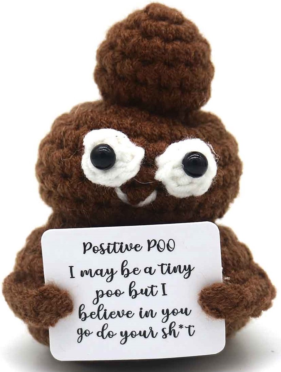 Positive Poo - Positieve Vriendjes - Drol - Cadeau Artikel - 8 cm - Gehaakt Poppetje