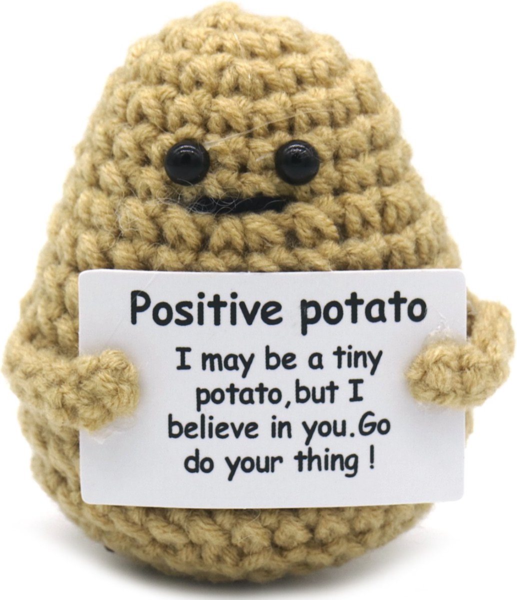 Positive Potato - Positieve Vriendjes - Aardappel - 7cm - Cadeau Artikel - Gehaakt Poppetje