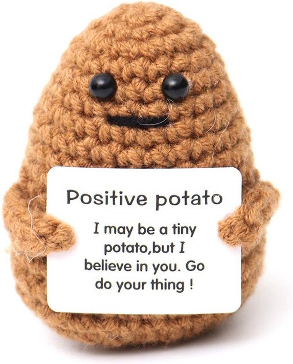 Positive Potato - Positieve Vriendjes - Aardappel - Cadeau Artikel - 7 cm - Gehaakt Poppetje