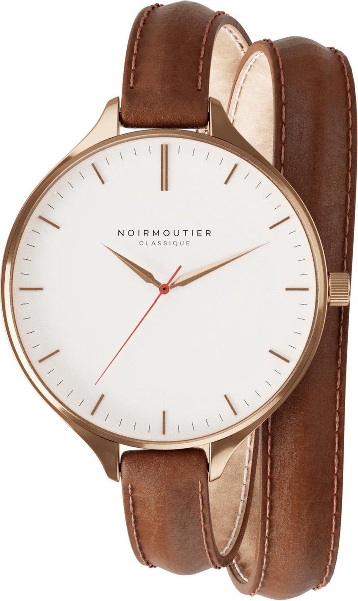 Noirmoutier Classique Rose goud horloge vrouwen dames leer swiss saffier chrystal NM DW swiss