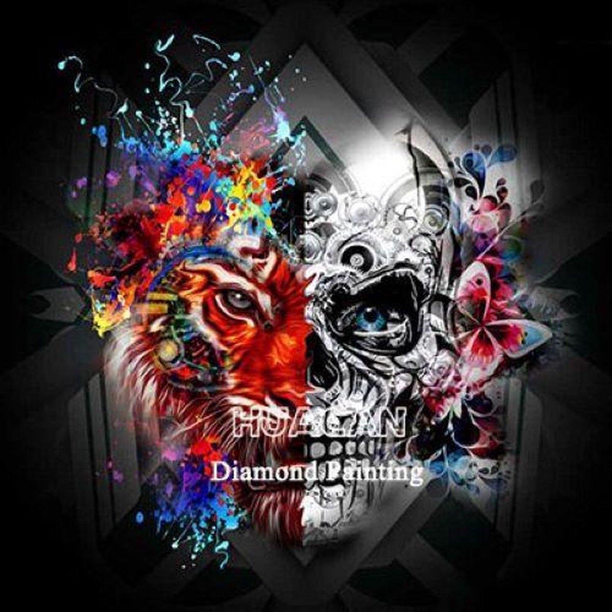 Diamond Painting - Leeuw Skull - Skull - Fantasie - Moederdag - Kado - 60x60cm - Hobby - Vierkante Steentjes - Full Painting - Volwassenen