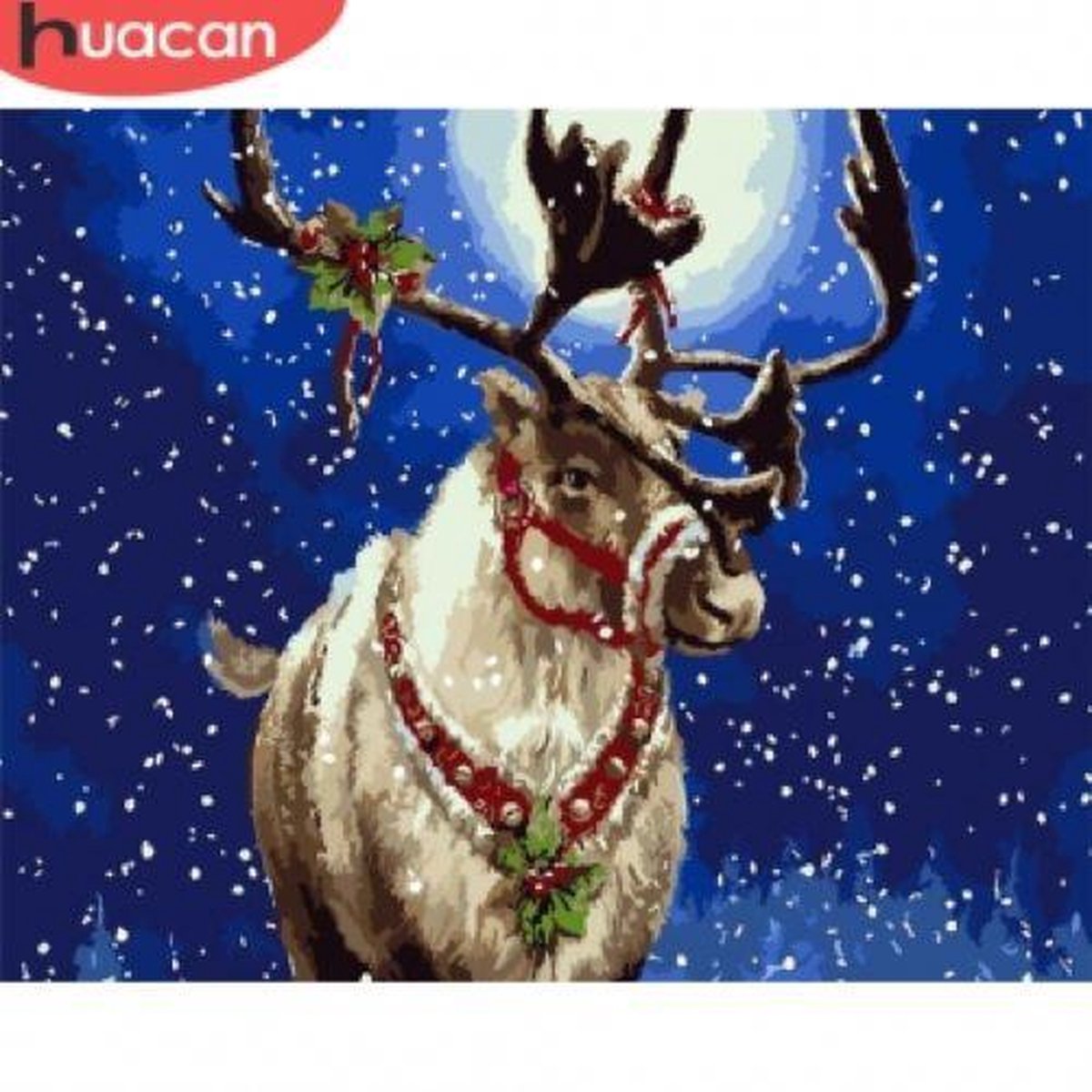 Diamond Painting - Rendier - Kerst - Winter - 40x50 cm - Vierkante Steentjes - Dieren - Volwassenen - Hobby - Cadeau - Moederdag - Kerst - Kado