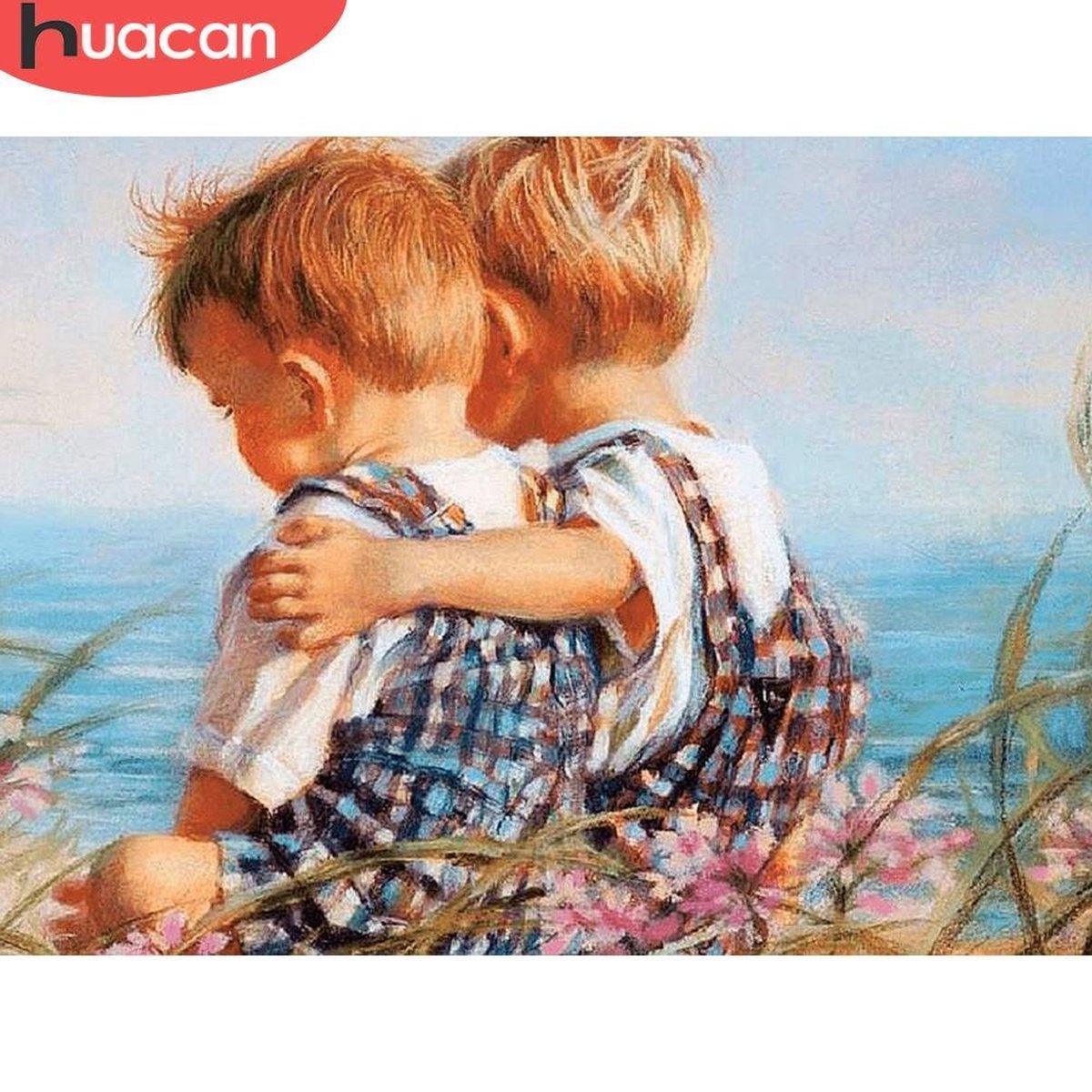 Diamond Painting Volwassenen - 60 x 80 cm – Kinderen - Samen aan zee - Full Painting - Kado - Moederdag - Kerst - Cadeau - Verjaardag - Vaderdag - Vierkante Steentjes - Hobby en creatief volwassenen – Painten - Plakken