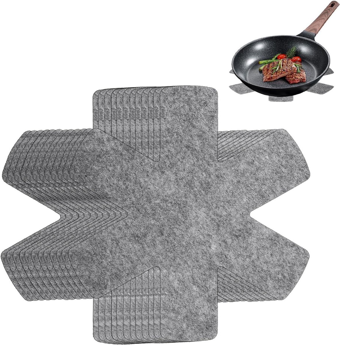   12-delige Set Pannenbeschermers Grijs 2mm Dik   - Geschikt voor Alle Potten en Kookgerei