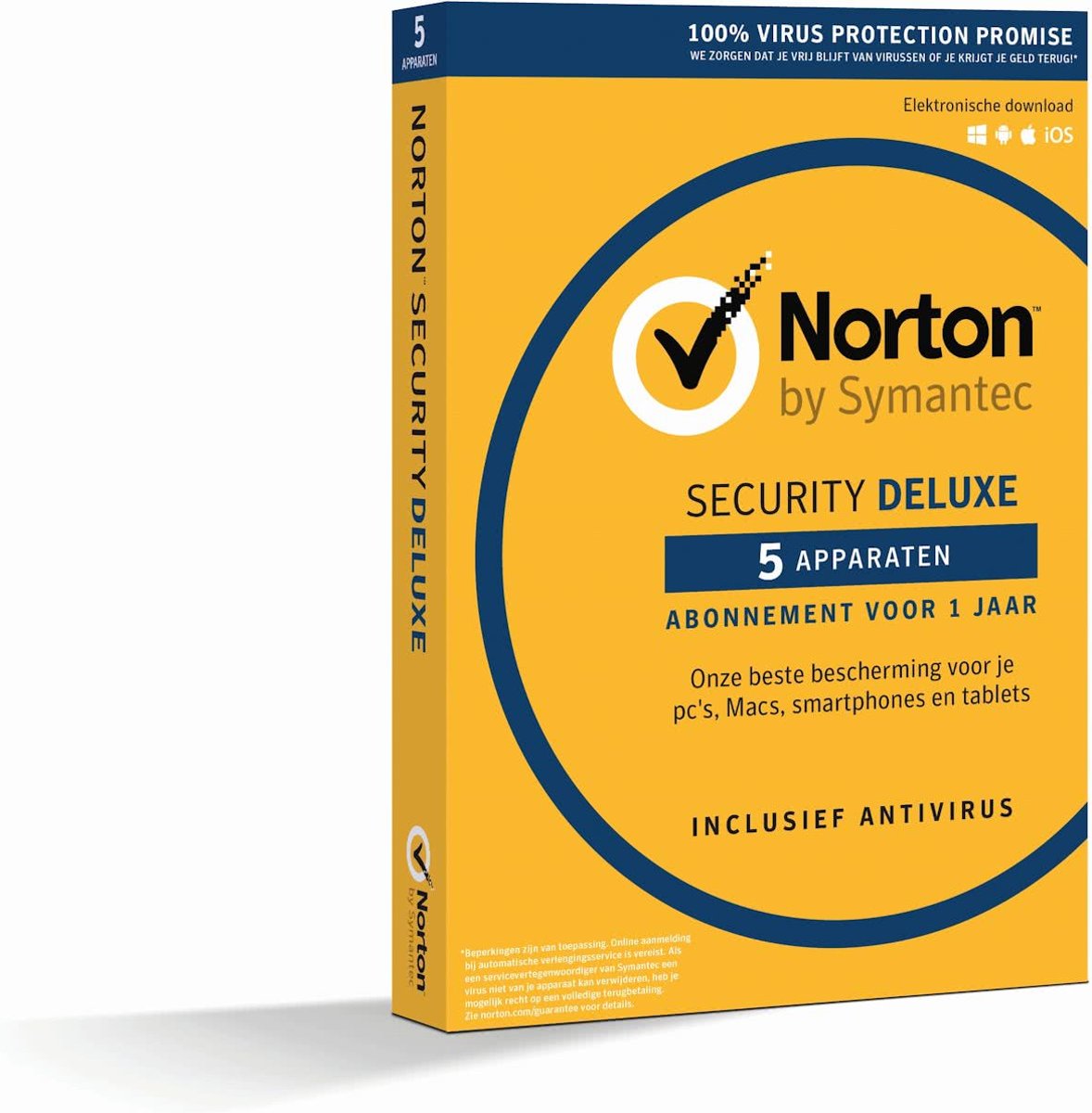 Norton Security Deluxe 3.0 Nederlands - Frans - 5 apparaten - 1 jaar Windows - Mac - iOS - Android