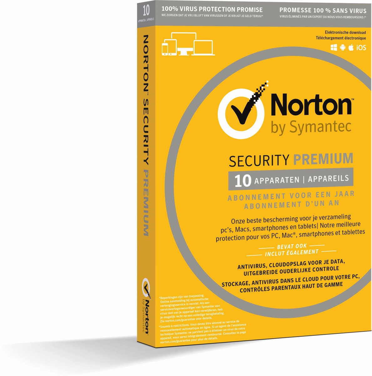 Norton Security Premium 3.0 met 25GB Backup - Nederlands / 10 Apparaten / 1 Jaar / Windows / Mac / iOS / Android