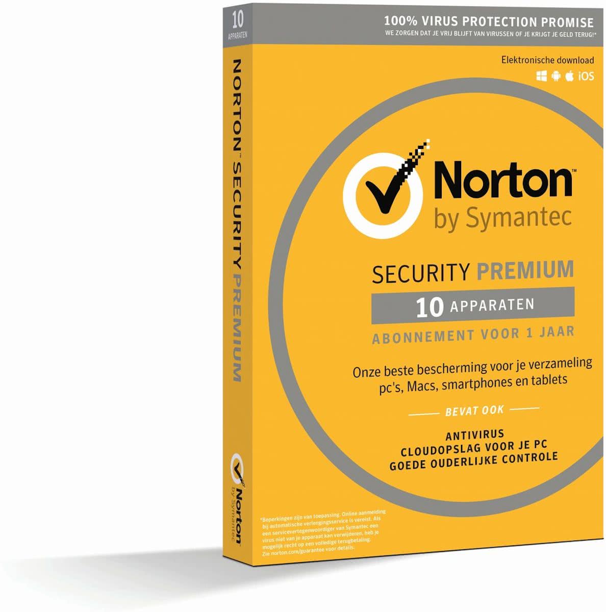 Norton Security Premium 3.0 met 25GB Backup - Nederlands / Frans / 10 Apparaten / 1 Jaar / Windows / Mac / iOS / Android