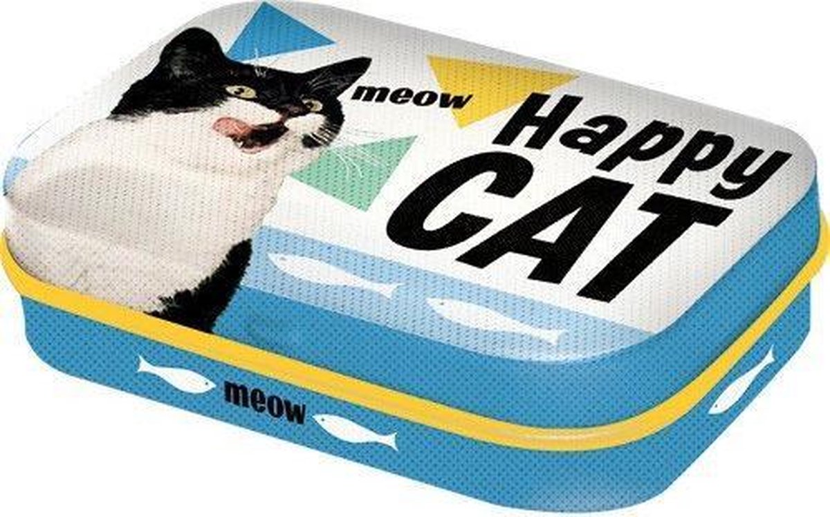 Happy Cat - Pepermunt - Metalen Blikje - Mint Box