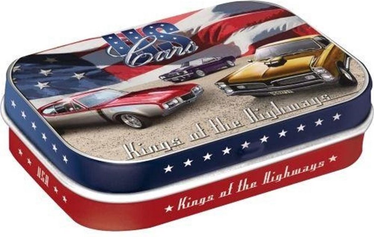 USA Cars Kings Of Highways - Pepermunt - Metalen Blikje - Mint Box