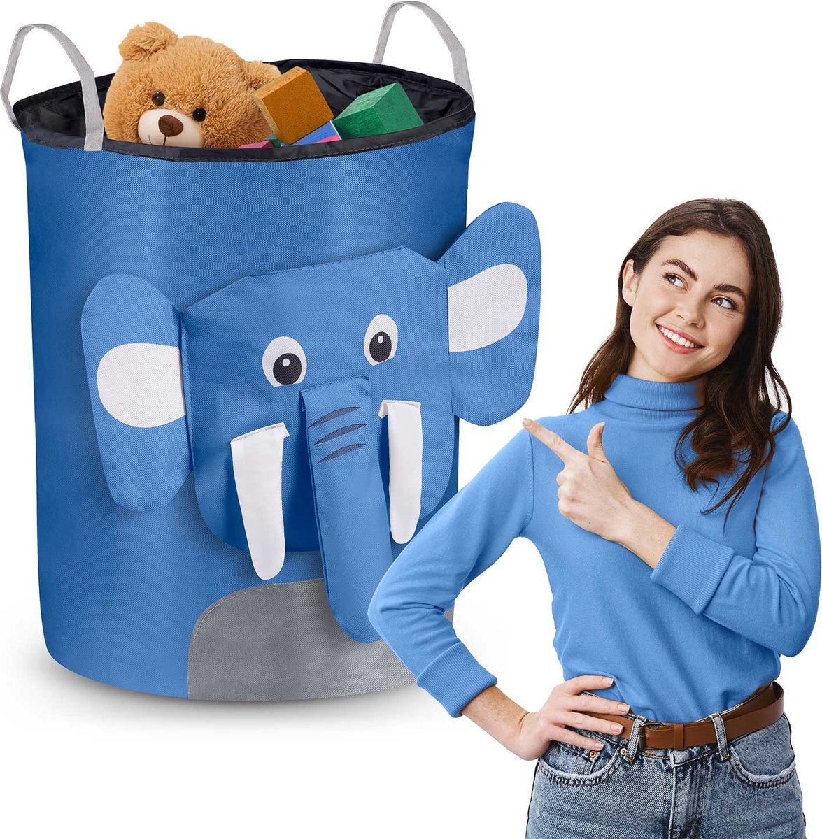   speelgoedmand - blauwe olifant