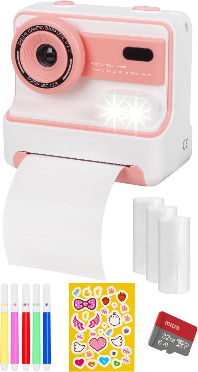   - Kindercamera - Speelgoed Camera - Incl. 32 Gb Sd Kaart - Foto Printer - Digitale Kinder Camera - Kindercameras - Roze