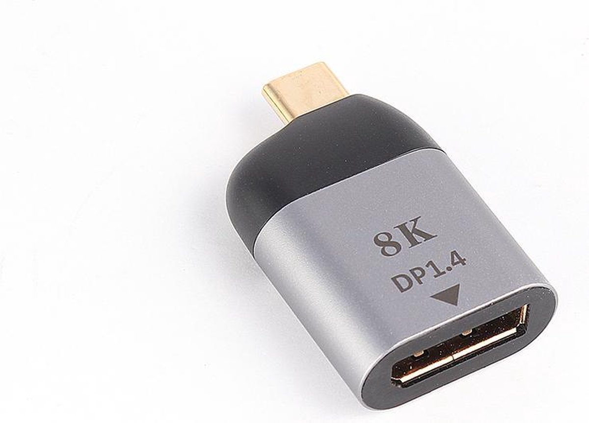 NÖRDIC C-DP USB-C naar Displayport adapter - 8K in 60Hz - 3D ondersteuning - Spacegrijs