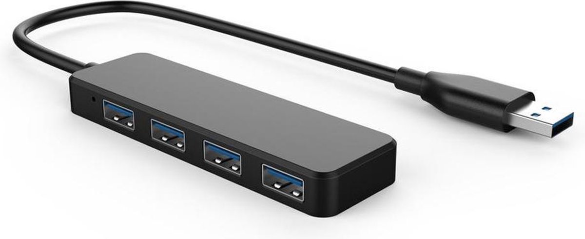 NÖRDIC USB-HUB1  USB HUB naar 4-poort 3.1 GEN hub 30 cm kabel, zwart/ grijs