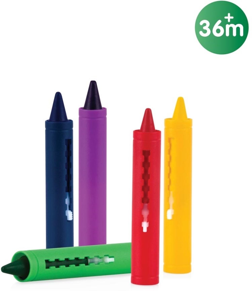   -   - 5 Badkrijtjes - Blauw, Groen, Geel, Rood & Paars - 3j+