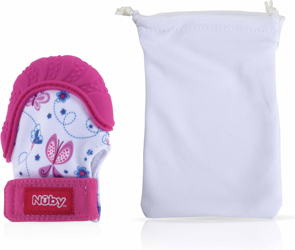 Nûby - Bijtspeeltje - Bijthandschoen Happy Hands™ - Roze - 3m+