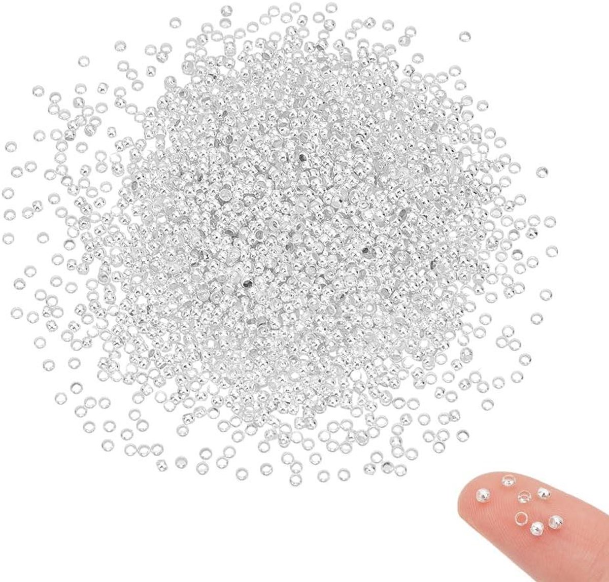 Messing Crimp Kralen 2mm - Zilveren Spacer Bead - Sieraden Maken - DIY