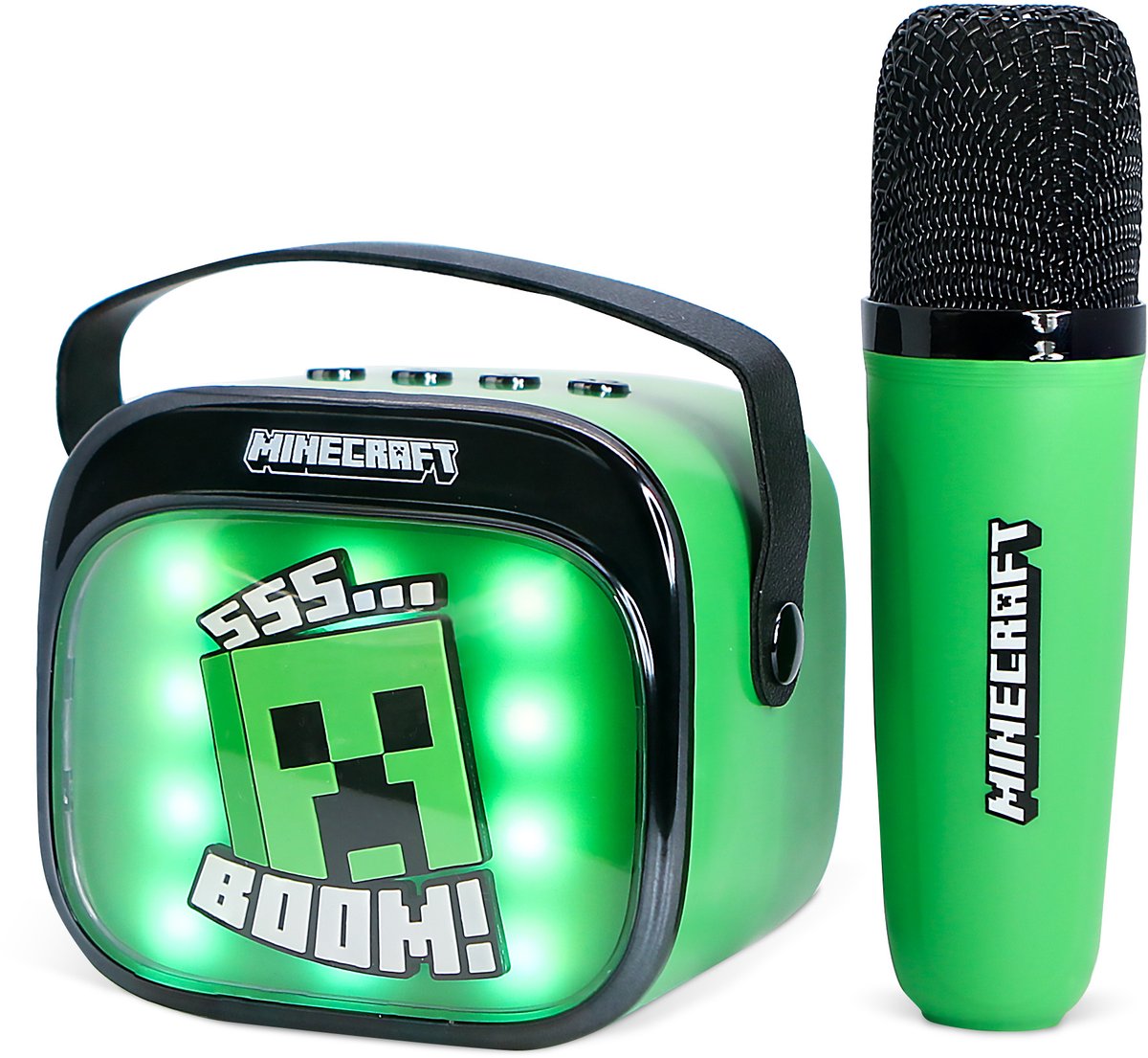 Minecraft - PopSing karaoke set - bluetooth speaker met draadloze microfoon - LED verlichting