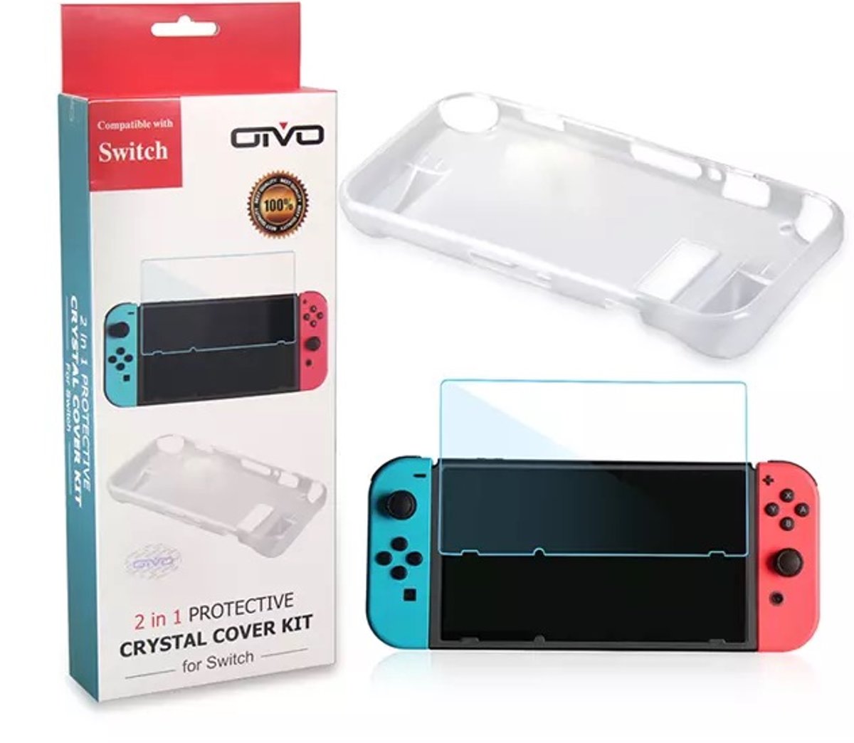 Nintendo Switch Siliconen Case + Glass Screen Protector Set