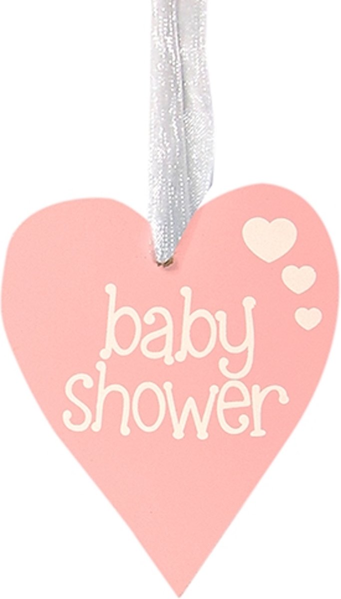 Houten hart “Baby Shower Roze”