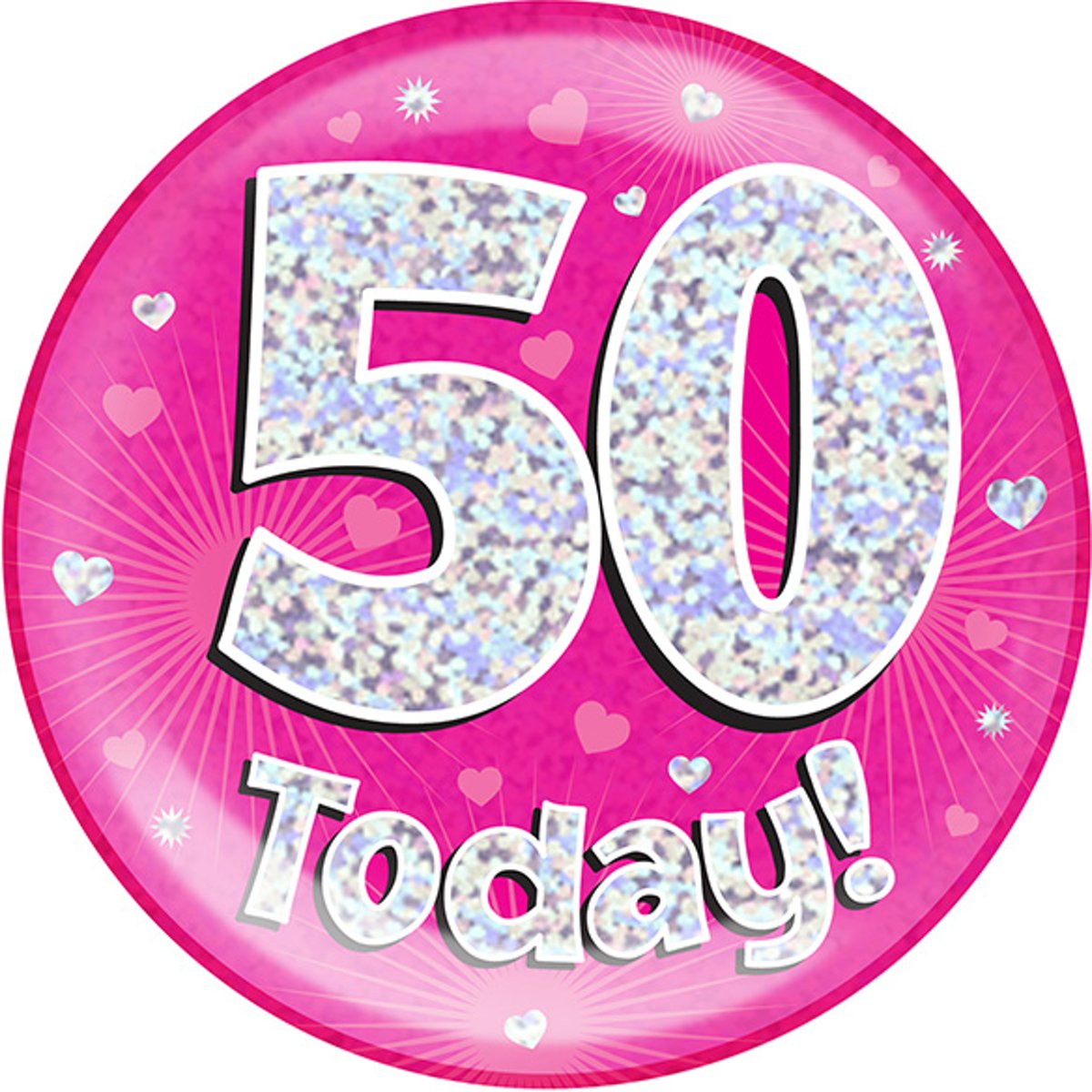 Mega Button “50 today Roze”