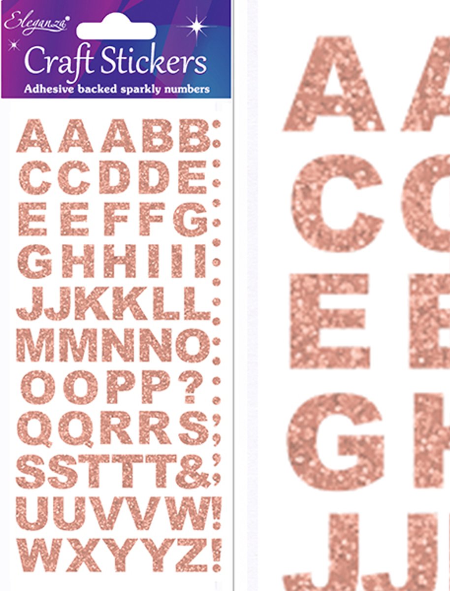 Stickers Alfabet Rose Gold rechte letter (per vel)