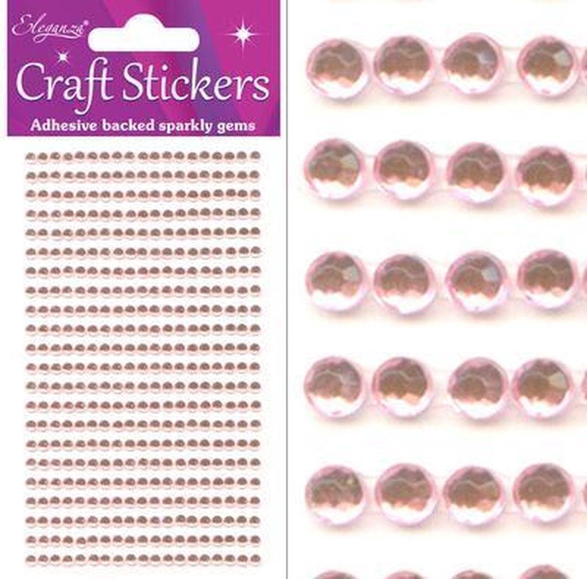 Stickers Diamantjes Licht Roze (per vel) 3mm