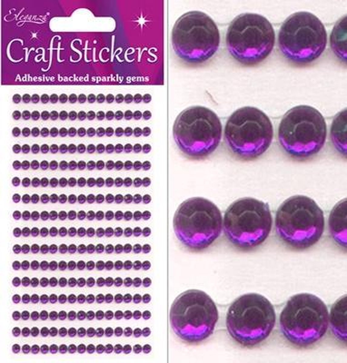 Stickers Diamantjes Paars (per vel) 4mm