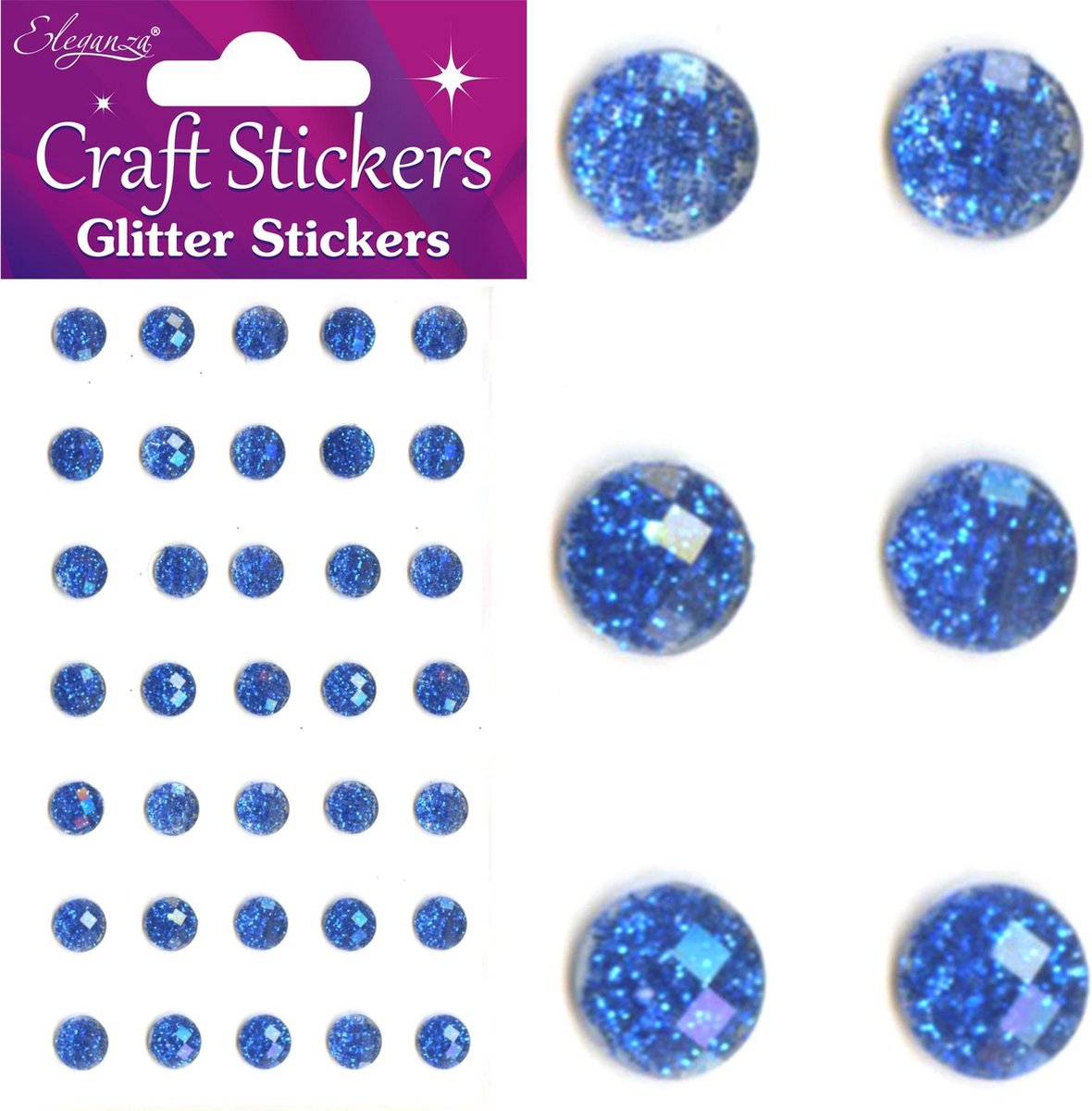 Stickers Glitter Diamantjes Donker Blauw (per vel) 8mm