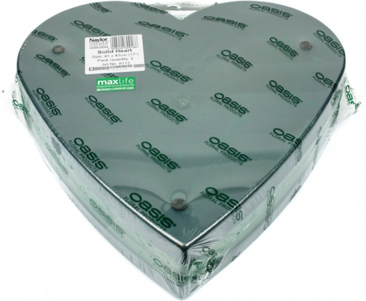 Oasis - Naylor Base - Solid Heart - Steekschuim - Hart - 2 stuks - 43x43cm