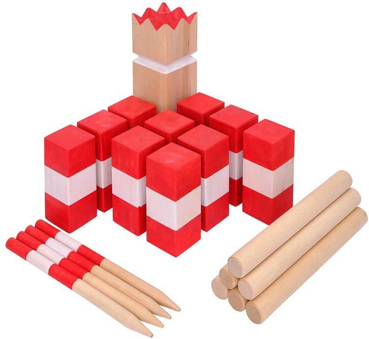   Werp spel Kubb Competition Berken rood/wit 9x9x30 cm