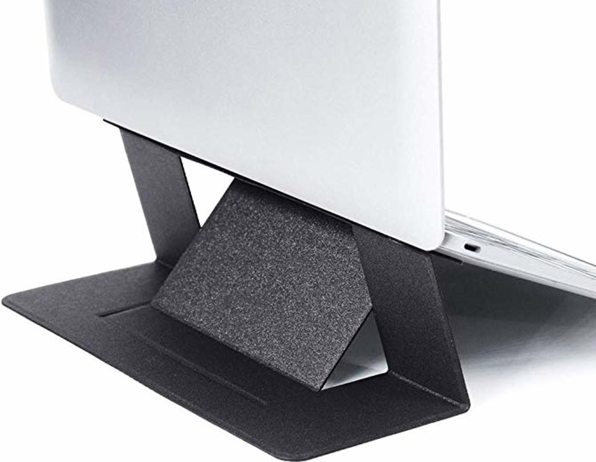 Laptop standaard - iPad Standaard - Verstelbaar - Zwart - Leer/Fiber Glass - 17x23x0,3cm