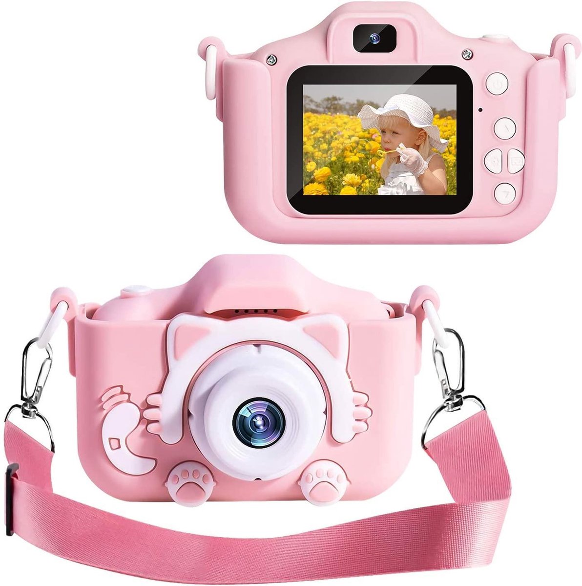 OHOME® Digitale Kindercamera HD 1080p 32GB Inclusief Micro SD Kaart - Vlog Camera voor Kinderen - Digitaal Kinderfototoestel - Geavanceerde Speelgoed Camera - Roze