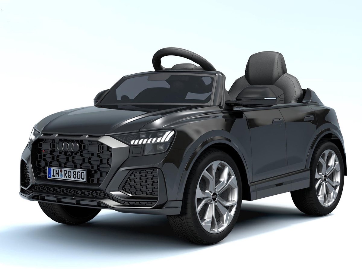 Audi RS Q8 12v kinderauto op accu zwart met afstandsbediening - MP3 input - AUX - LED lampen