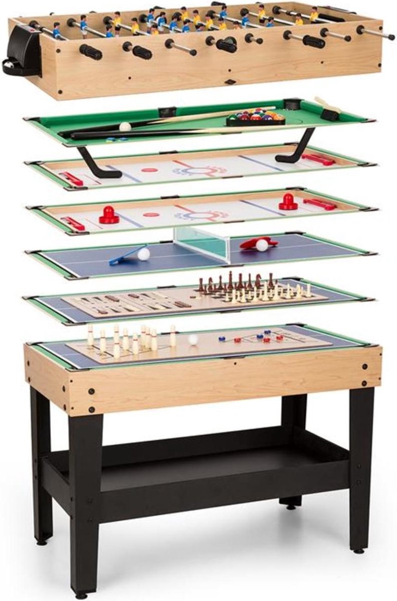 Game-Star speeltafel met 15 spellen multigame opbergvak MDF