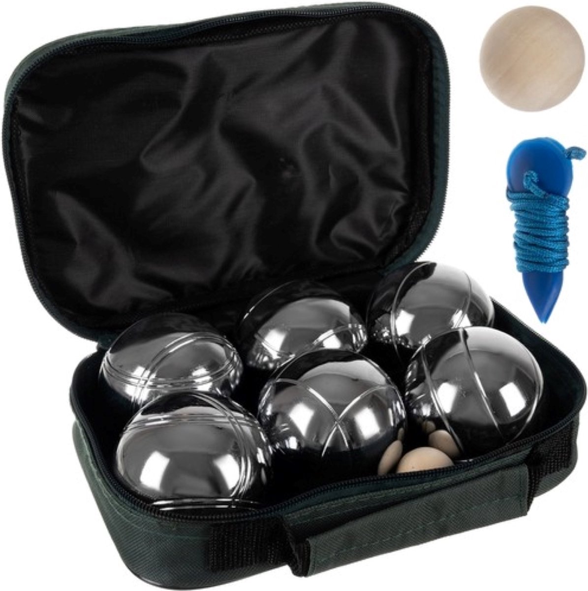  s Luxe Jeu de Boules Set V - 6 Ballen - Chroom