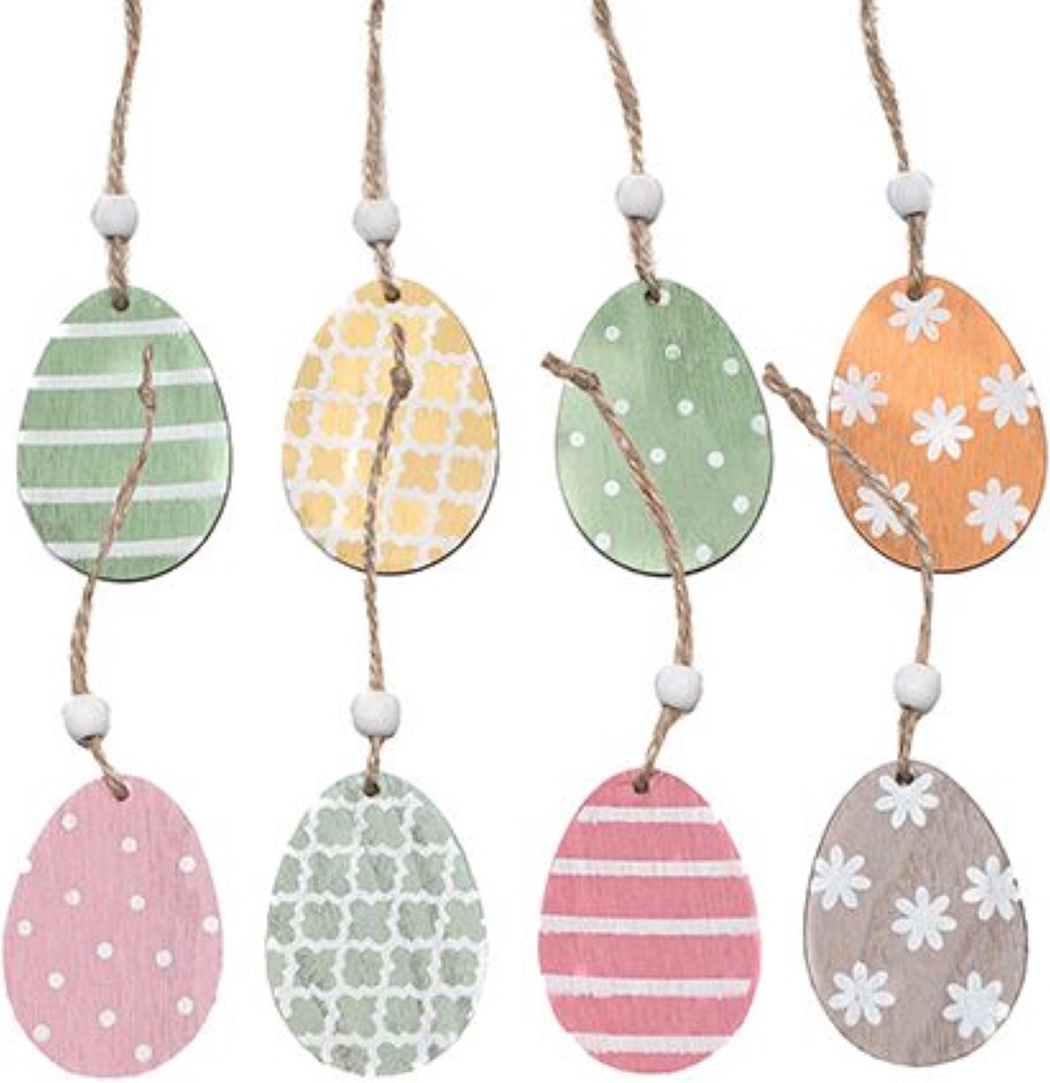 Oneiro’s Luxe 4 HOUTEN EITJES 7 CM / 2 ASSORTIE /POLY BAG PER 2 STUK – decoratie – pasen – paasdecoratie – paashaas – eieren – has – kip – gekleurde eieren – paastak – lente – feestdecoratie