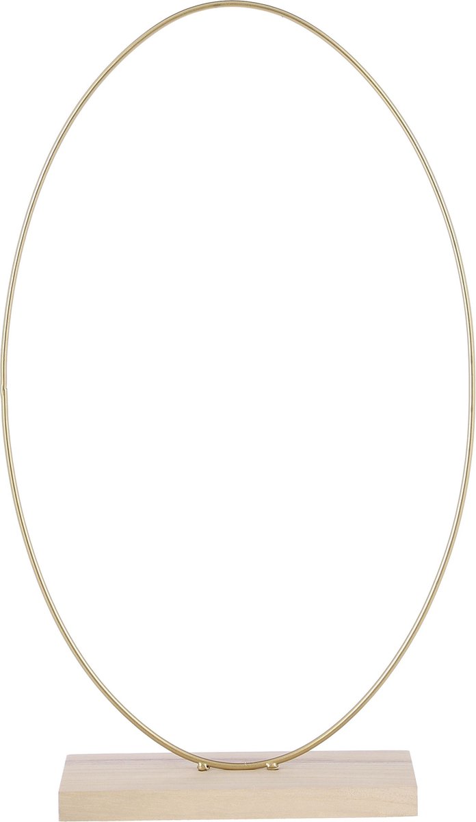 Oneiro’s Luxe Decoratie ovaal op houten voet goud - L34 x B10 x H57 cm – decoratie – pasen – paasdecoratie – paashaas – eieren – has – kip – gekleurde eieren – paastak – lente – feestdecoratie