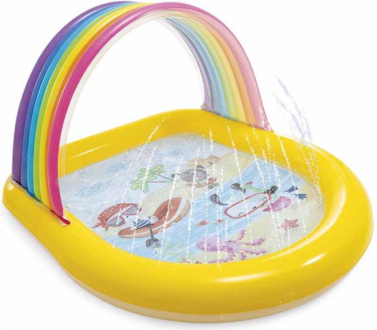 Oneiro’s Luxe Intex Regenboog sproei-zwembad - zomer – tuin – spelen - speelgoud – buitenspeelgoed – zwembad – zwemmen – zomer – intex – tuinaccessoires – koelen – opblaasbaar