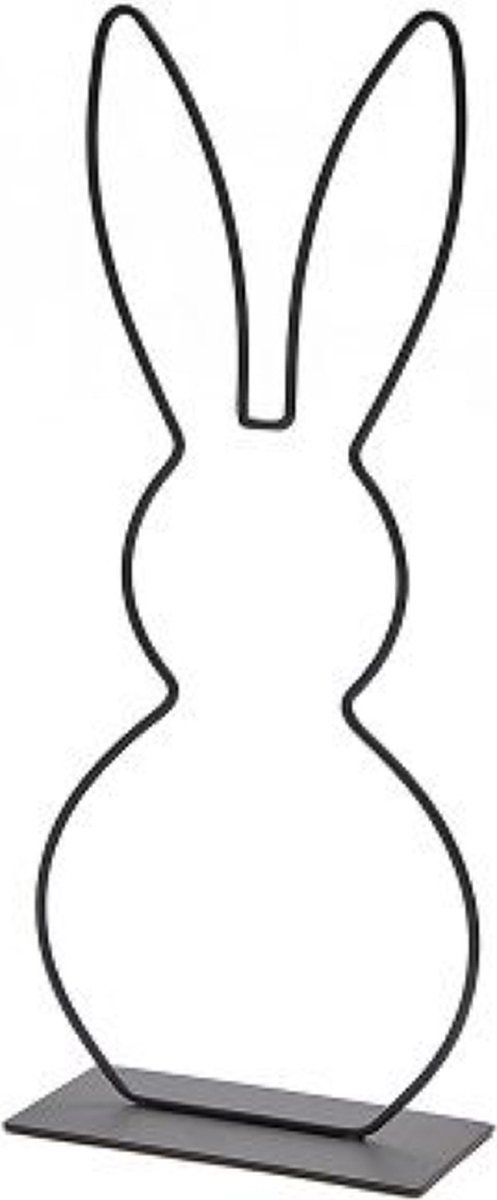 Oneiro’s Luxe METAL BUNNY ON BASE 50CM BLACK – decoratie – pasen – paasdecoratie – paashaas – eieren – has – kip – gekleurde eieren – paastak – lente – feestdecoratie