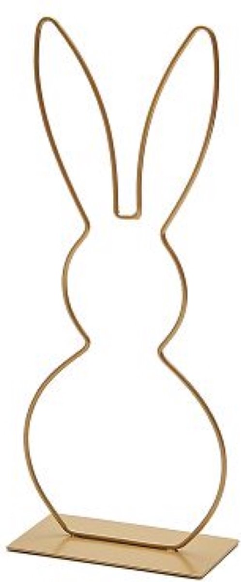 Oneiro’s Luxe METAL RABBIT ON BASE 29CM GOLD – decoratie – pasen – paasdecoratie – paashaas – eieren – has – kip – gekleurde eieren – paastak – lente – feestdecoratie