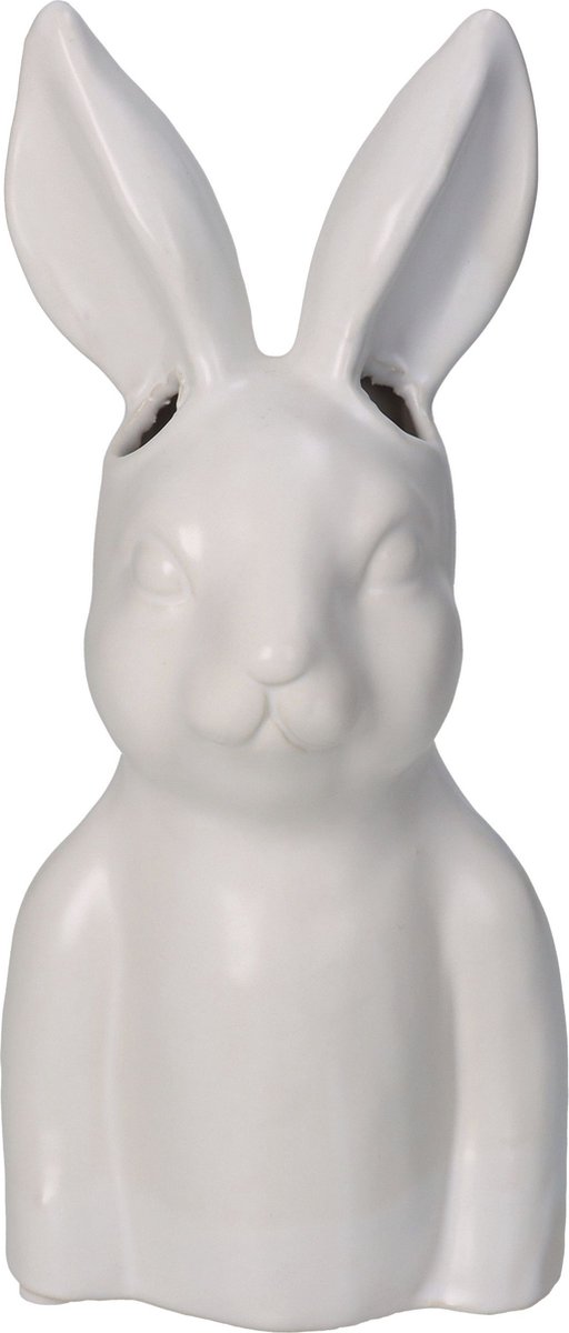 Oneiro’s Luxe VASE BUNNY FINE EARTHENWARE WHITE 9X9X22 CM – decoratie – pasen – paasdecoratie – paashaas – eieren – has – kip – gekleurde eieren – paastak – lente – feestdecoratie