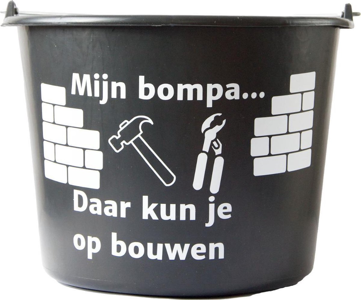 Cadeau emmer met tekst: Mijn Bompa daar kun je op bouwen