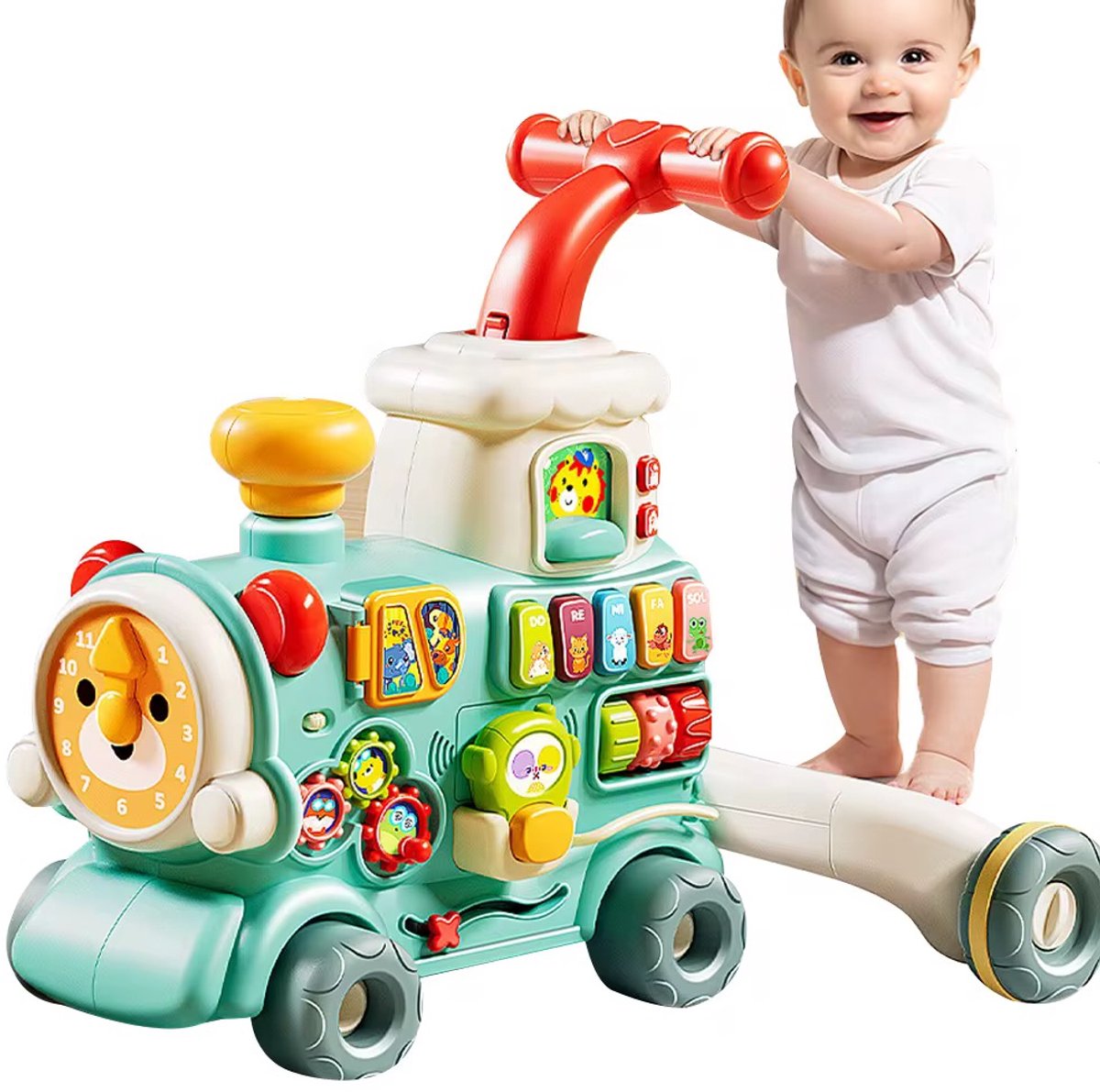 Baby Loopwagen Trein 3-in-1 – Leer & Rijd – Educatieve Walker met Muziek, Licht & Spelletjes – Push & Ride-On – 1 tot 3 Jaar – Cadeau voor Jongens & Meisjes