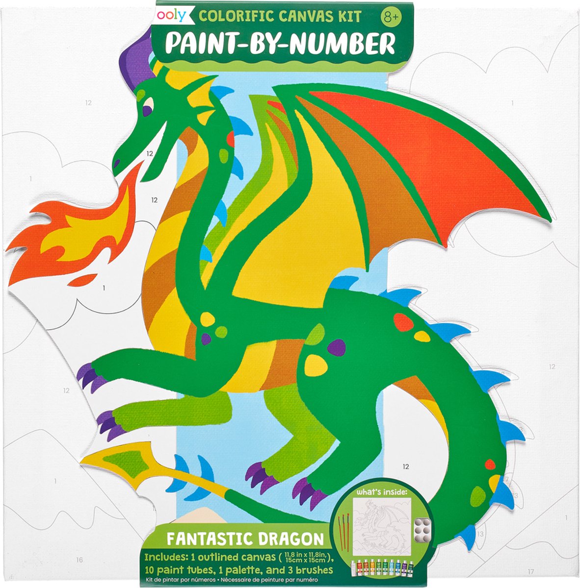 Ooly - Colorific Canvas Paint by Number Kit - Fantastic Dragon